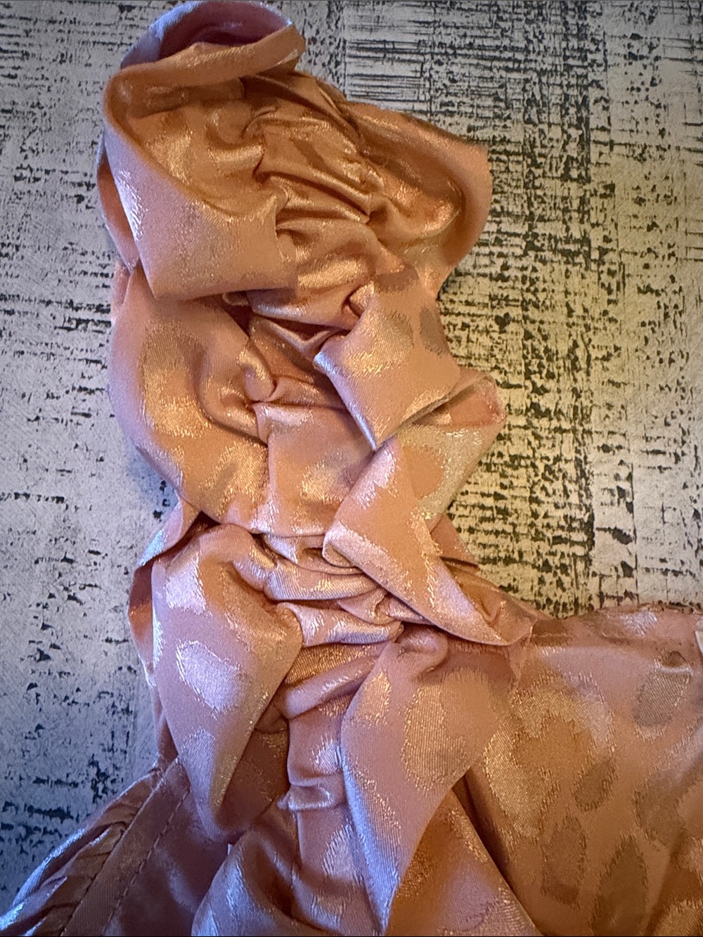 Satin Pink Leopard Print Ruffle Strap Top - Picture 3 of 4